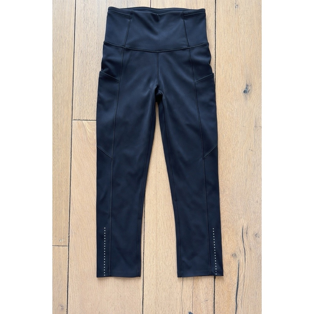 Lululemon Black Ankle Leggings Size 2 High Rise 20" Moisture Wicking Pockets